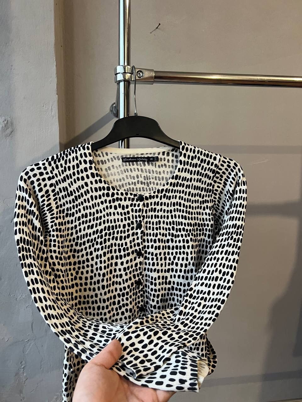Gudrun Sjoden GUDRUN SJODEN BLACK/WHITE DOTTER LIGHTWEIGHT CARDIGAN XS Size XS / US 0-2 / IT 36-38 - 7 Thumbnail