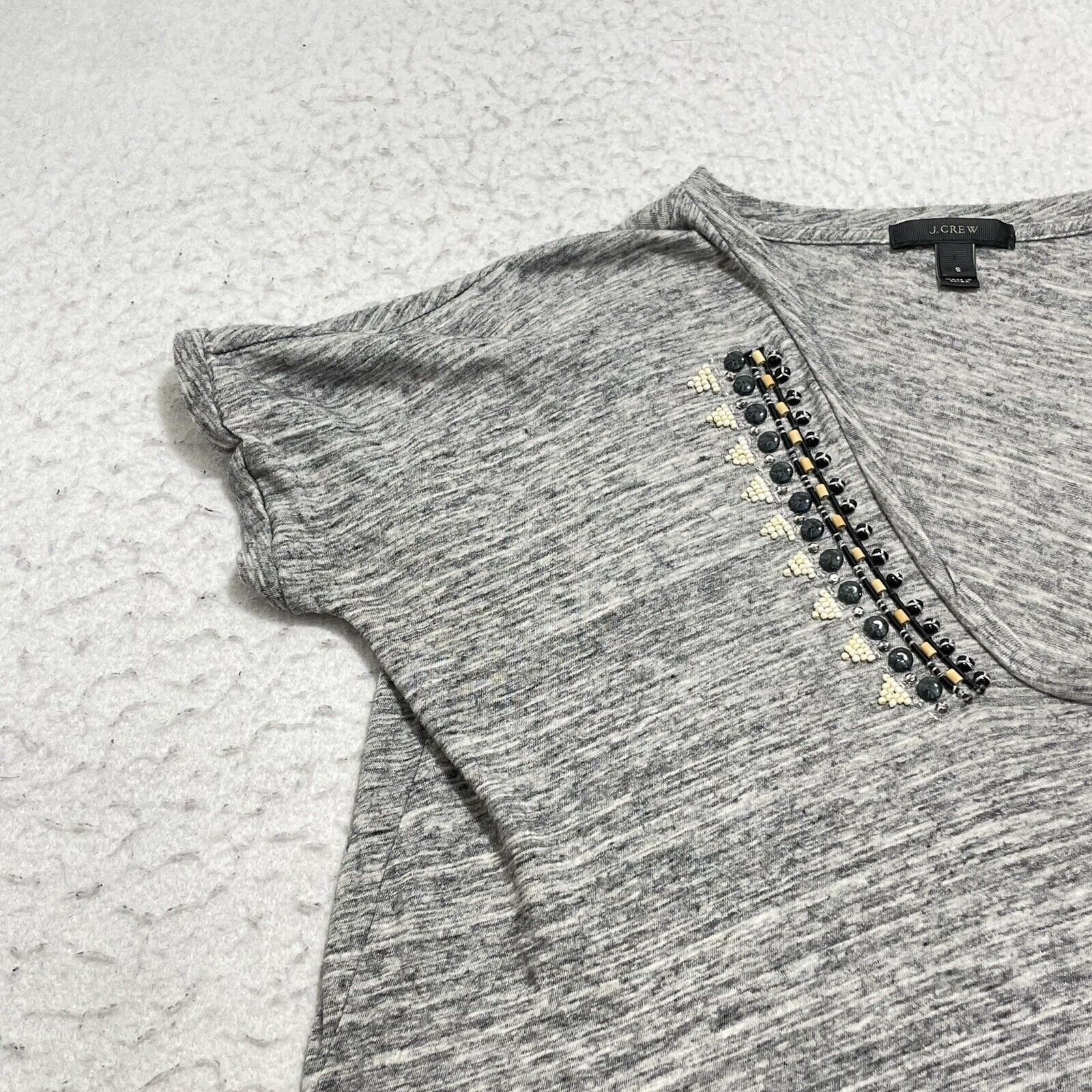J.Crew J. Crew Short Sleeve Scoop Neck Tee Heather Gray Beaded Size S / US 4 / IT 40 - 6 Thumbnail
