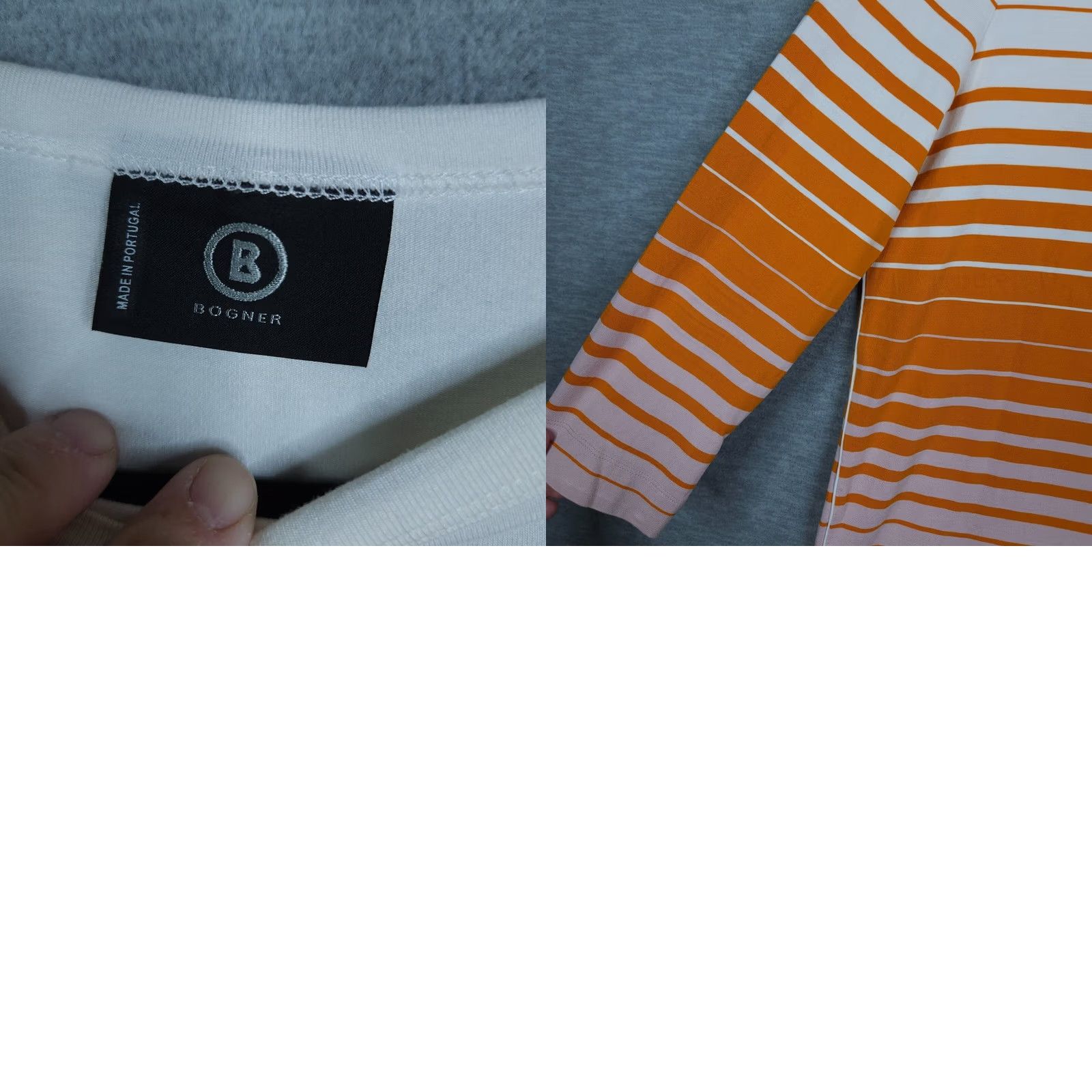 Bogner Bogner Women’s Orange White Stripe 3/4 Sleeve T-Shirt Size 8 Regular Cotton Blend Woman Shirt Slim? No — keep as is Size M / US 6-8 / IT 42-44 - 8 Thumbnail