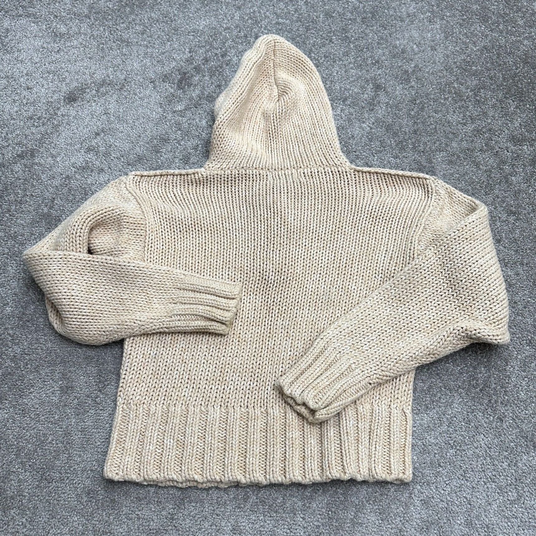 Soft Surroundings Soft Surroundings Hoodie Women Small Beige Knit Cropped Pullover Crochet Solid Designer Classic Size S / US 4 / IT 40 - 2 Thumbnail