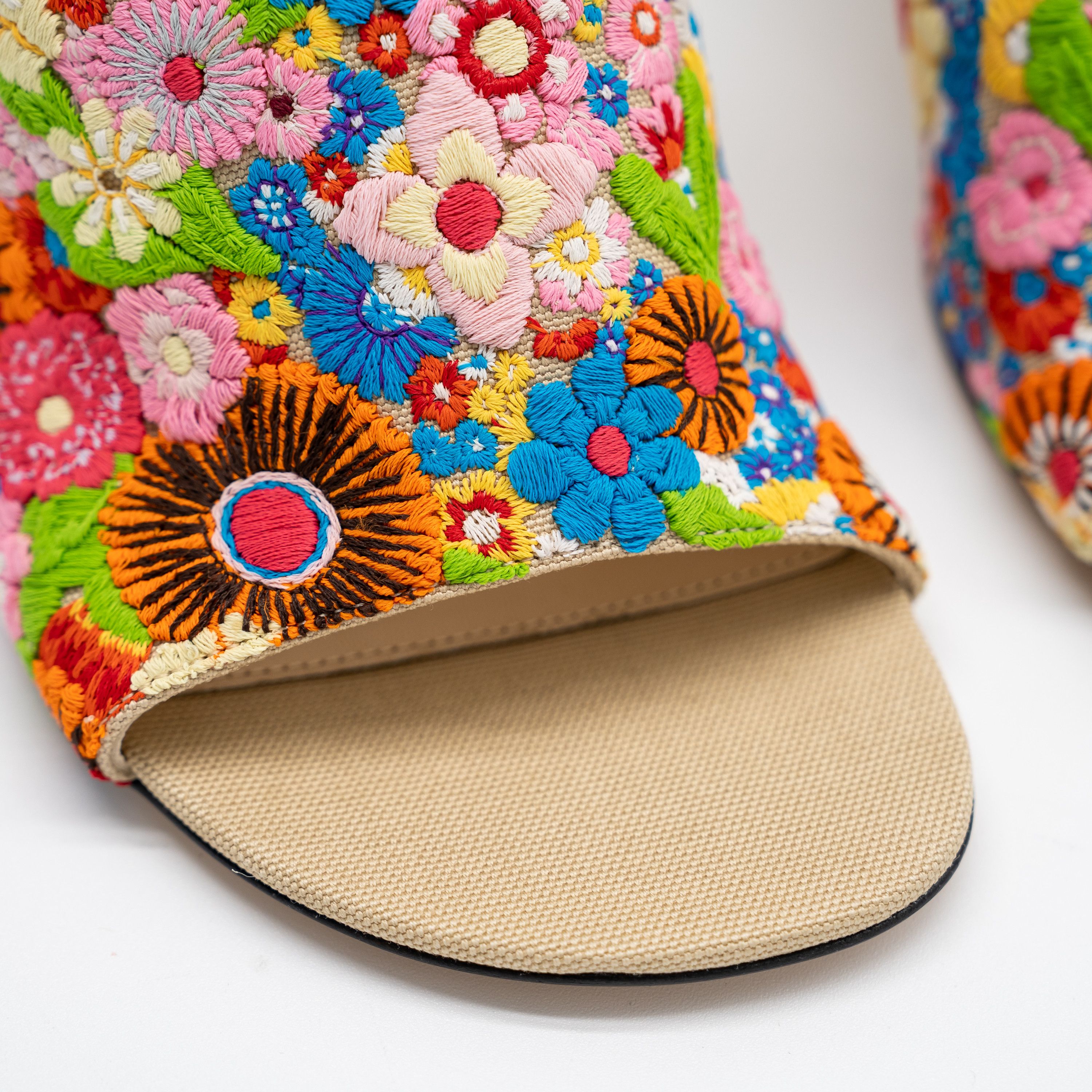 Loewe Loewe Calle Floral Embroidered Open Mule Sandals Size US 8 / IT 38 - 7 Thumbnail
