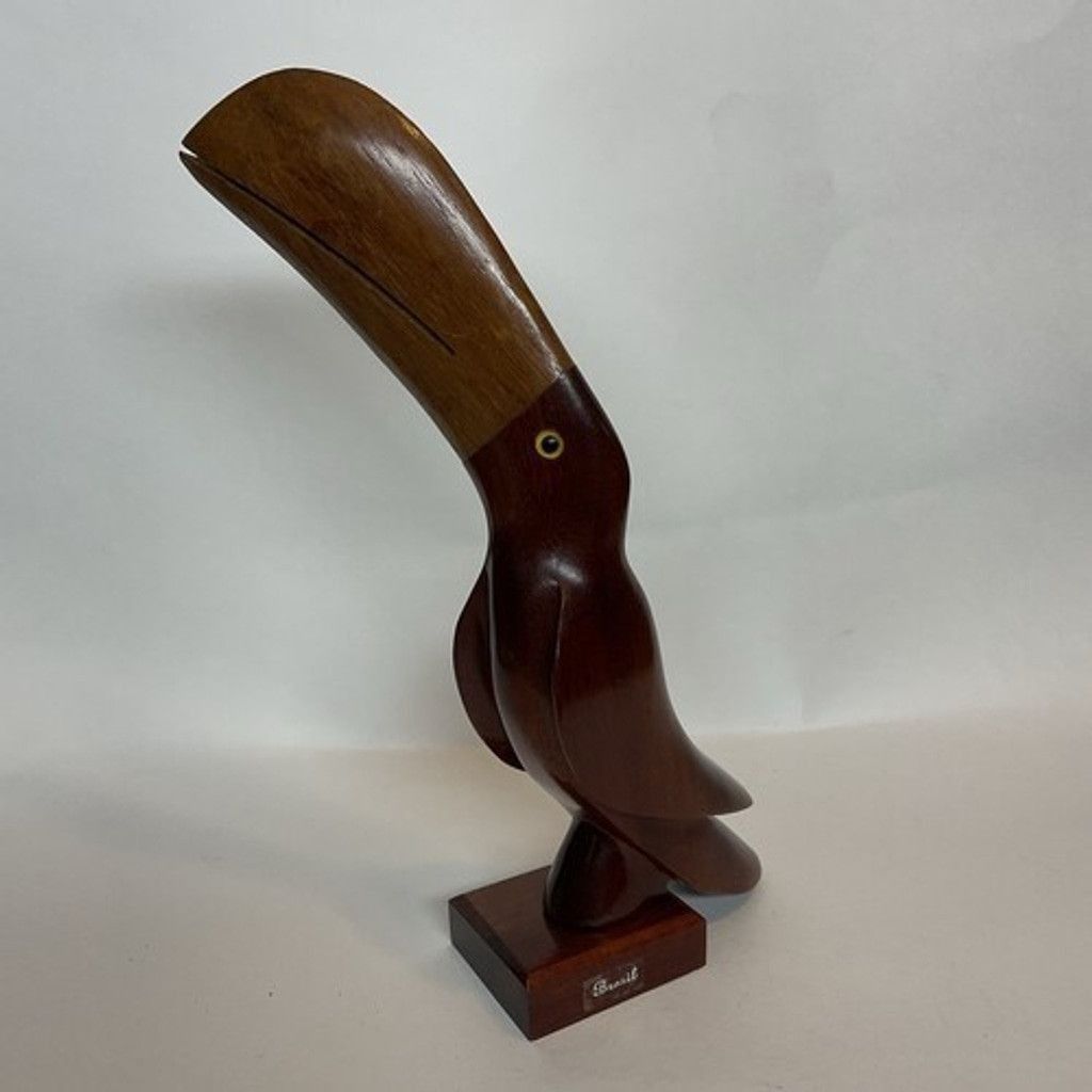 The Unbranded Brand VTG Brazil Wood Hand Carved Toucan Sculpture Glass Eyes 9.5” Size ONE SIZE - 9 Thumbnail