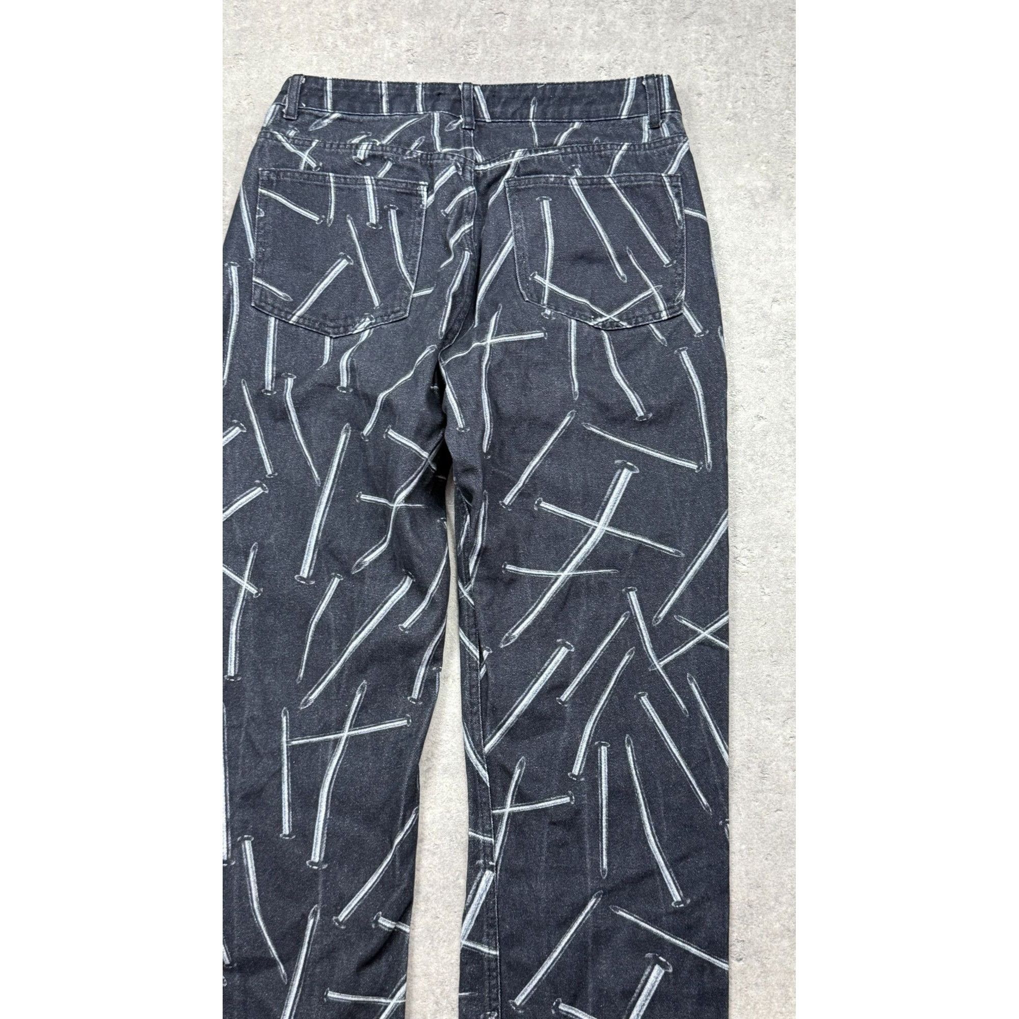 Jaded London Jaded London W32 Black Denim Jeans All-Over White Nail Print Size US 30 / EU 46 - 8 Thumbnail
