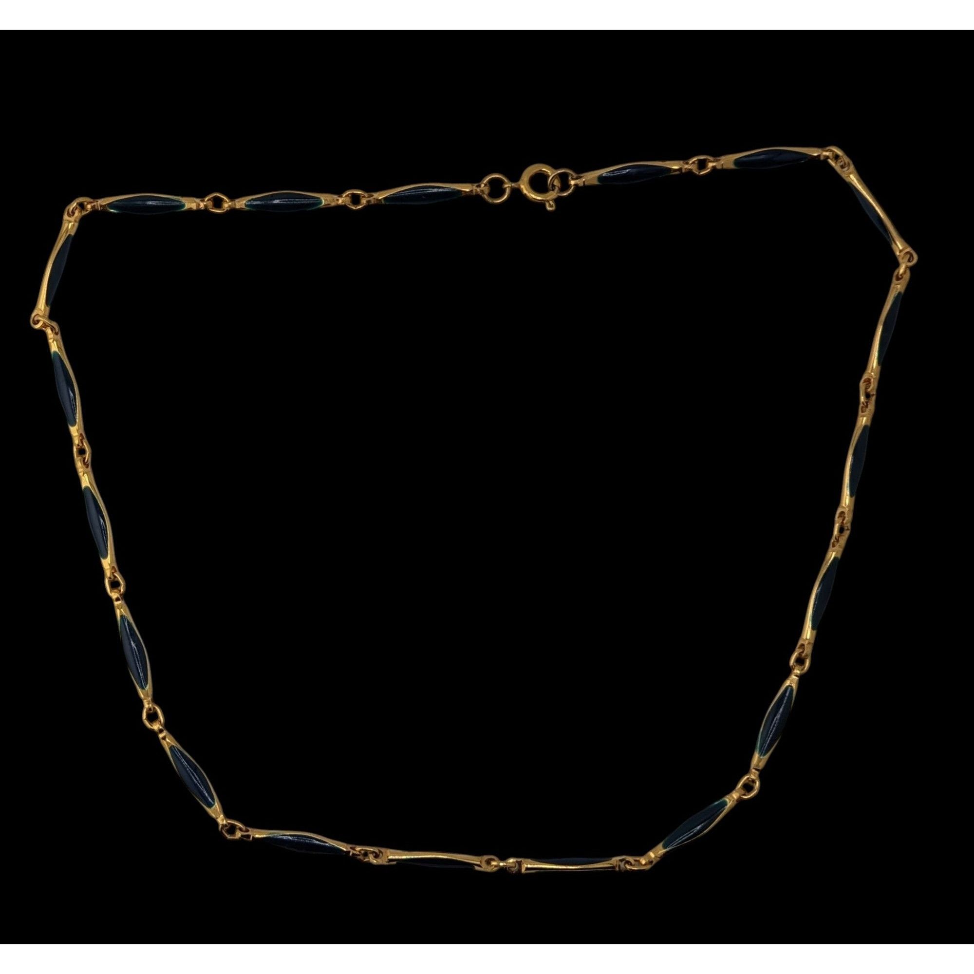Other Vintage Elegant Gold-Tone Necklace With Blue Enamel Links Size ONE SIZE - 3 Thumbnail