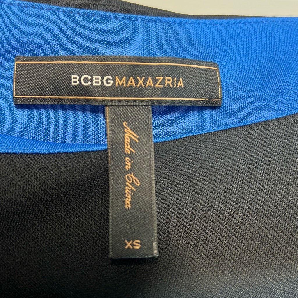 Bcbgmaxazria BCBG Max Azria Asymmetrical Drape Black Blue Dress (022) Size XS / US 0-2 / IT 36-38 - 10 Thumbnail
