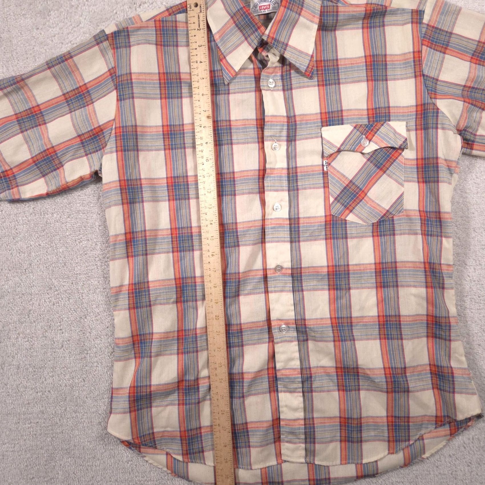 Levi's Levi's Shirt Mens XL Beige Plaid Button Front Short Sleeve Casual Summer Womens? Mens Size US XL / EU 56 / 4 - 6 Thumbnail