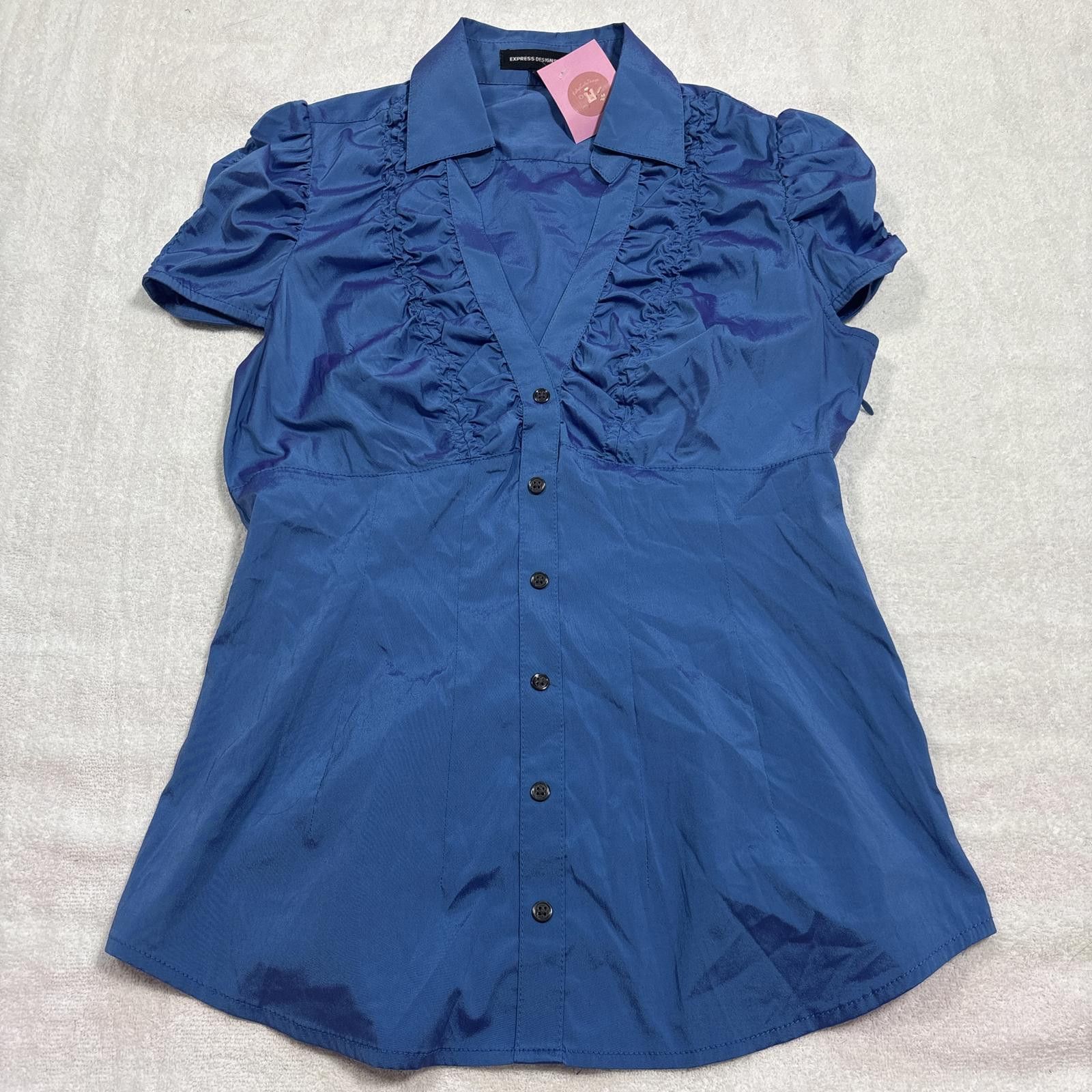 Express y2k office siren ruffle fitted blouse Size S / US 4 / IT 40 - 3 Thumbnail