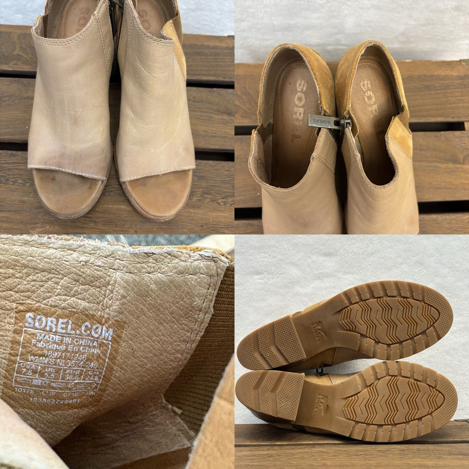SOREL Sorel Sandals Nadia Tan Leather Open Toe Side Zip Platform Booties 7.5M Size US 8 / IT 38 - 8 Thumbnail