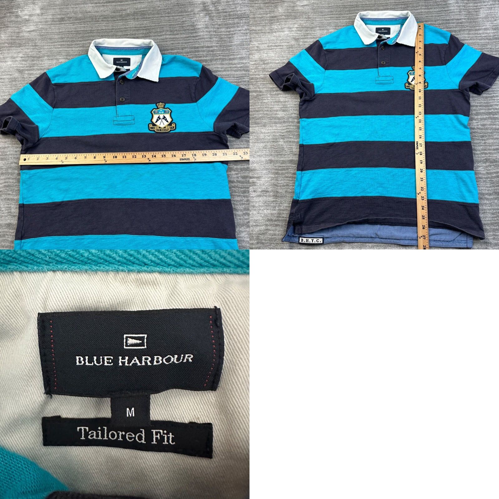 Vintage Blue Harbour Polo Shirt Mens M Blue Striped Casual Cotton Rugby Crest Logo Size US M / EU 48-50 / 2 - 8 Thumbnail