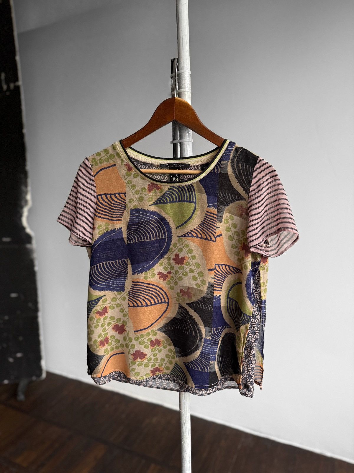 Scotch & Soda Scotch&Soda Womens Multicolor Short Sleeve Top Blouse Size S / US 4 / IT 40 - 3 Thumbnail
