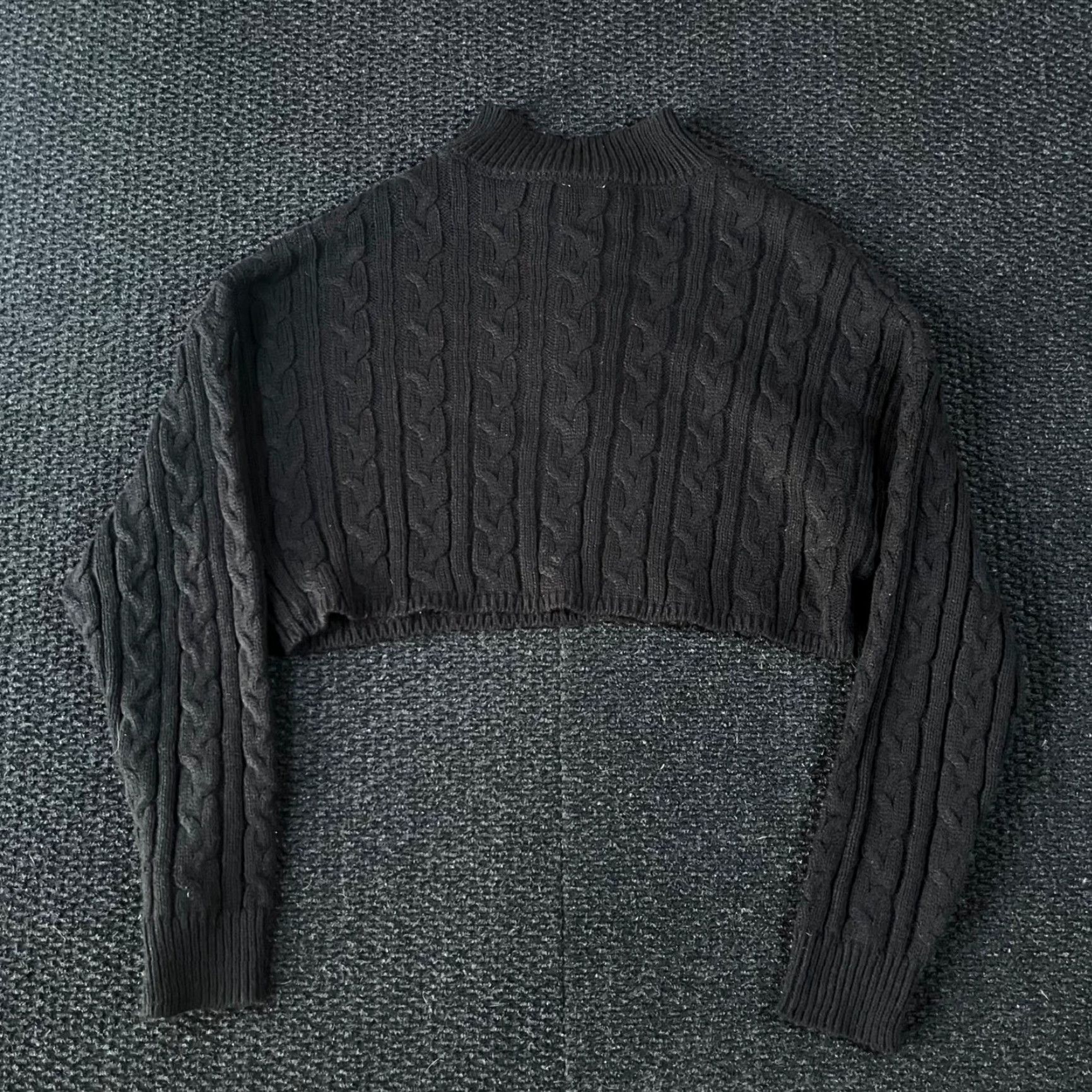 Garage Garage Cropped Quarter Zip Cable Knit Sweater Mock Neck XS Womens Black Size XS / US 0-2 / IT 36-38 - 3 Thumbnail