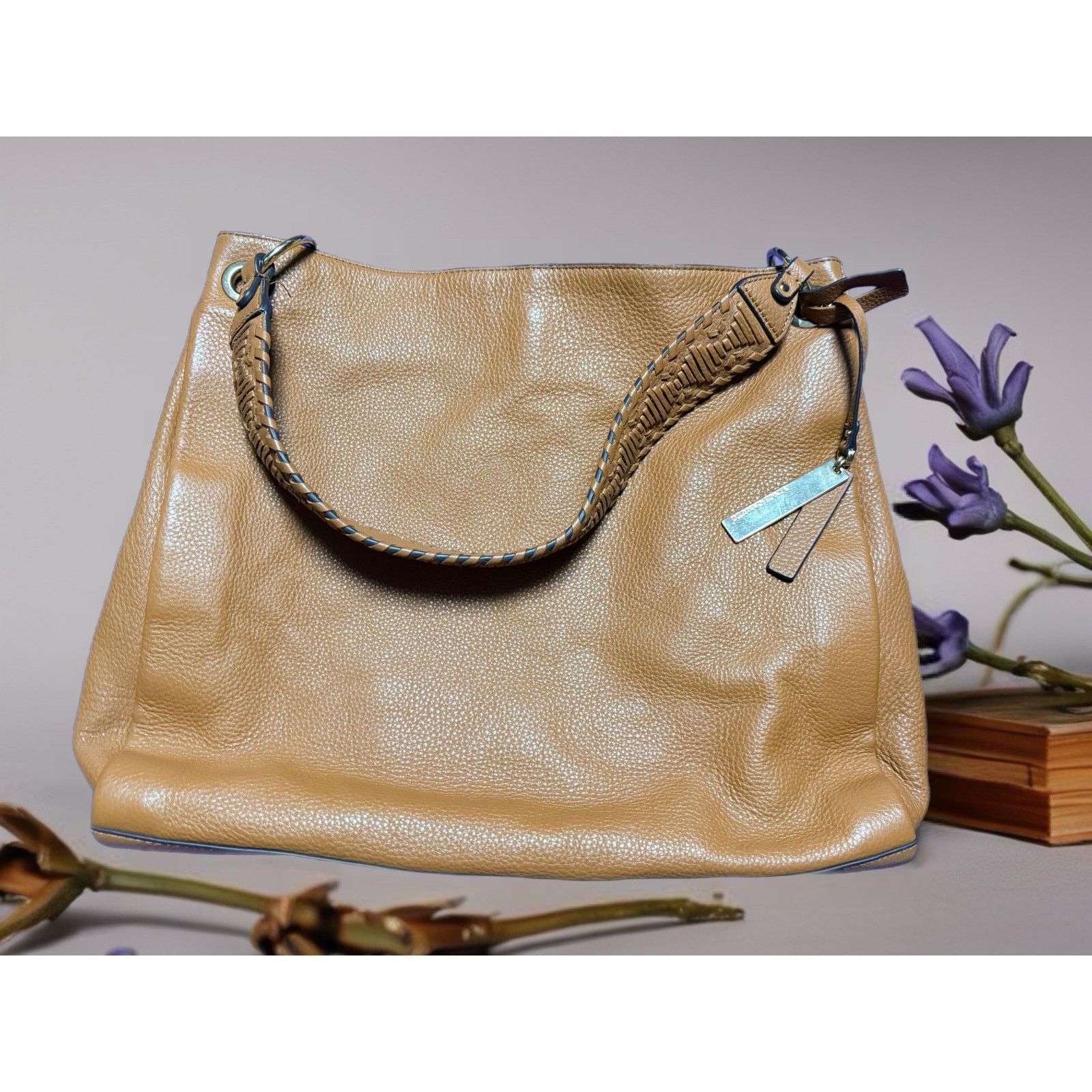 Vince Camuto Vince Camuto Leather Tote Bag Whiskey Brown Pebbled Slouchy Size ONE SIZE - 10 Thumbnail