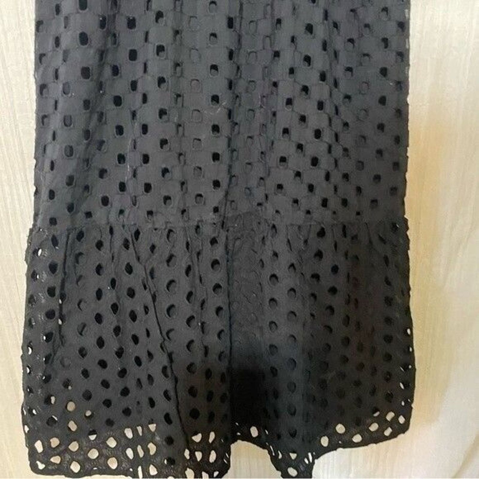Loft Loft Black Eyelet Midi Dress 2 Petite Cotton Tiered Size XS / US 0-2 / IT 36-38 - 4 Thumbnail