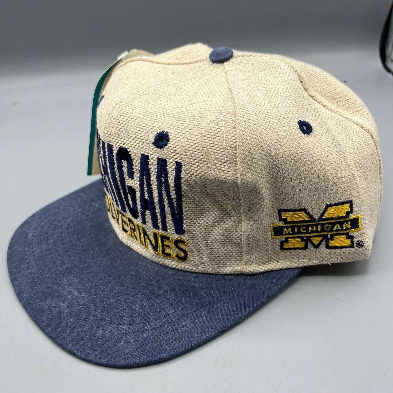 Signatures × Vintage Michigan Wolverines Hat Men Beige Blue Signatures Snap Back Size ONE SIZE - 7 Thumbnail