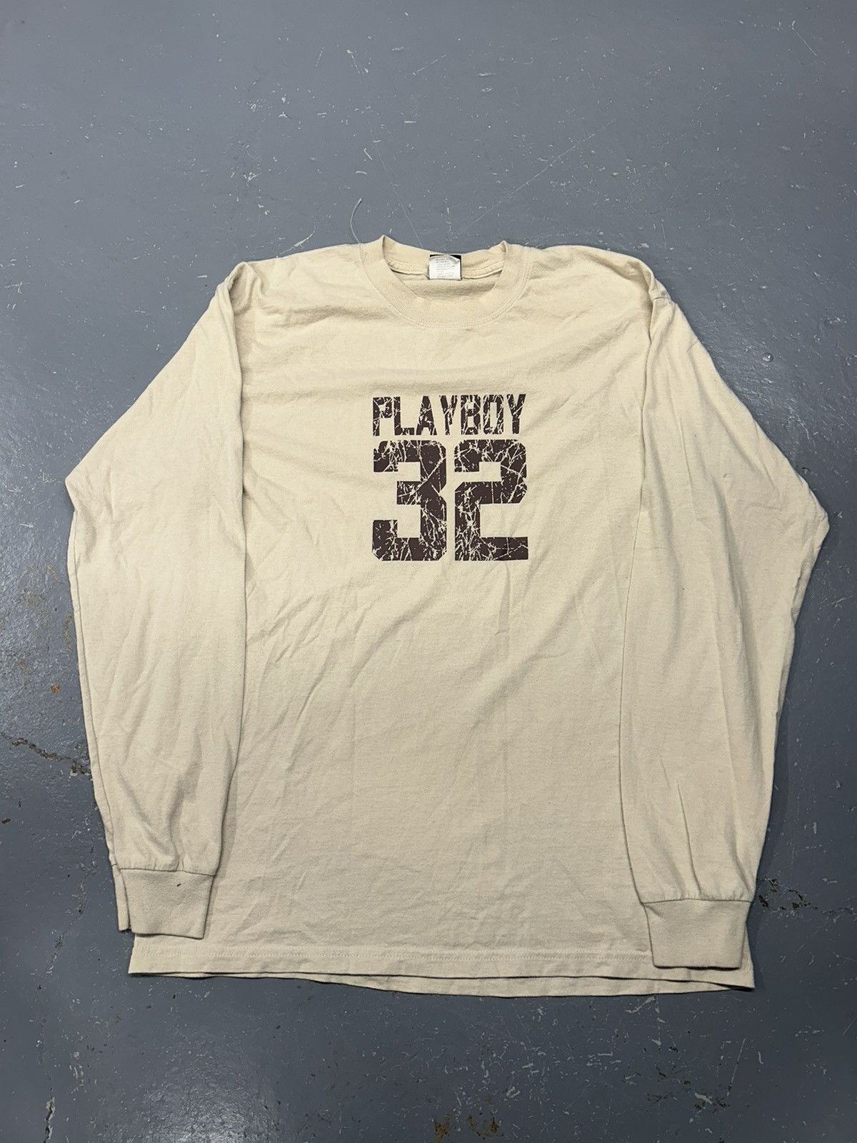 Playboy × Vintage Crazy Vintage 90s Essential Beige Playboy Longsleeve T-Shirt Size US L / EU 52-54 / 3 - 1 Thumbnail