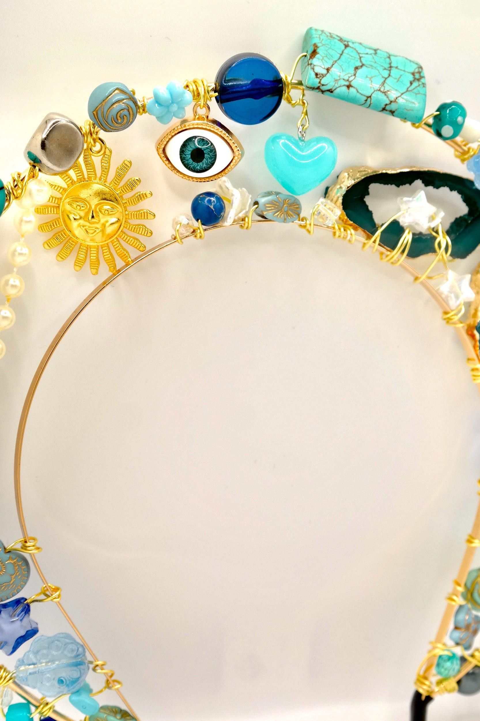 Handmade Fit For A Mermaid Blue & Gold Headpiece Size ONE SIZE - 4 Thumbnail