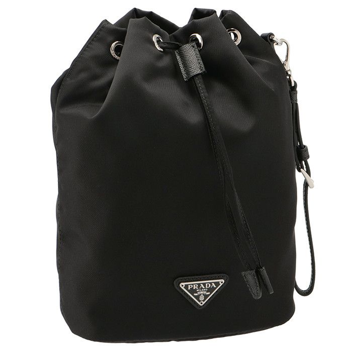 Prada Mini Pouch Bucket Bag Drawstring Bag Nylon Black