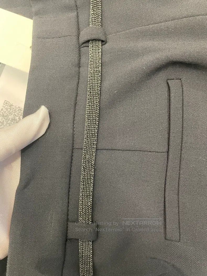 Brunello Cucinelli Brunello Cucinelli Black Beaded New Wool Trousers Size 26" / US 2 / IT 38 - 5 Thumbnail