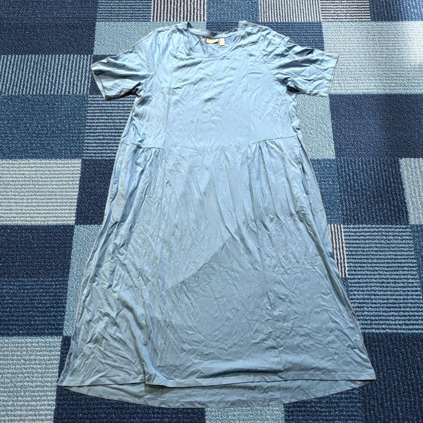Logo By Lori Goldstein T-Shirt Dress Midi Blue Short Sleeve Sz L M Womens Logo A3041, Women's