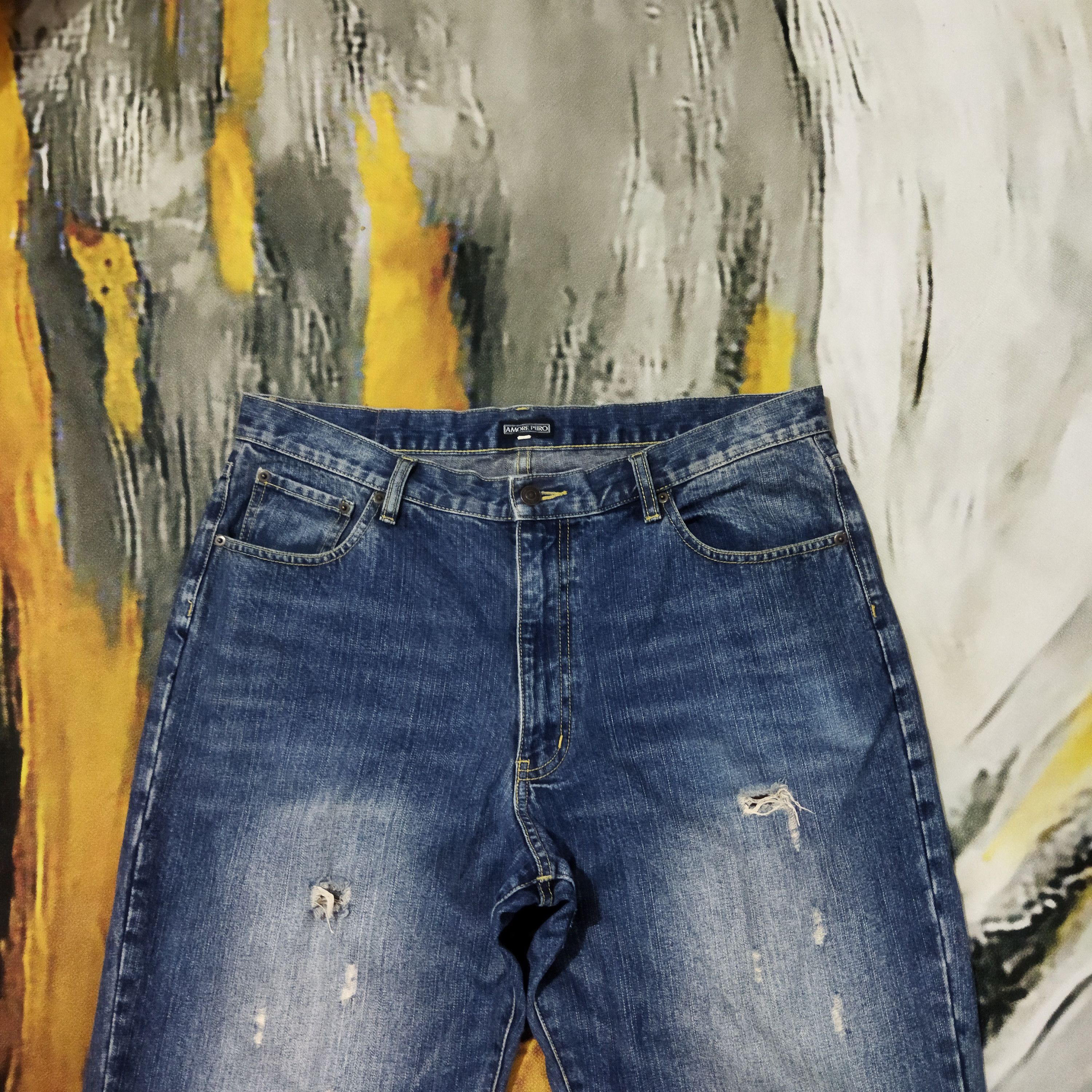 Japanese Brand × Vintage VINTAGE AMORE PURO DISTRESSED BLUE JEANS PANTS Size US 37 - 2 Thumbnail