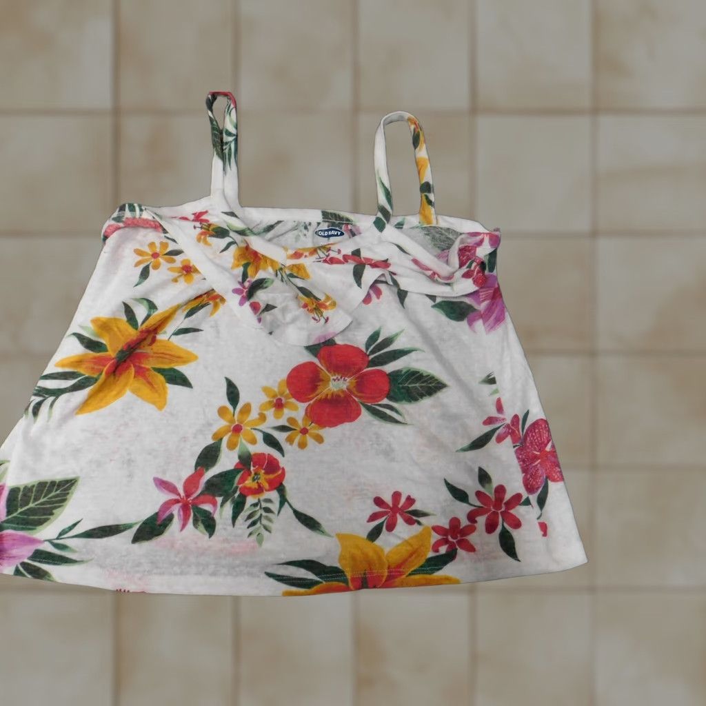 Old Navy Old Navy Womens Blouse S White Floral Pullover Round Neck Sleeveless Cotton Stretch Casual" Size S / US 4 / IT 40 - 1 Thumbnail