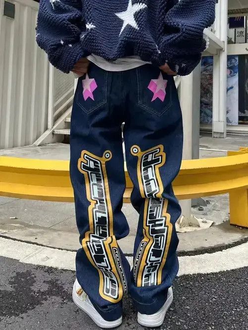 Anime × Japanese Brand × Jean y2k Letter star print jeans Size US 31 - 3 Thumbnail