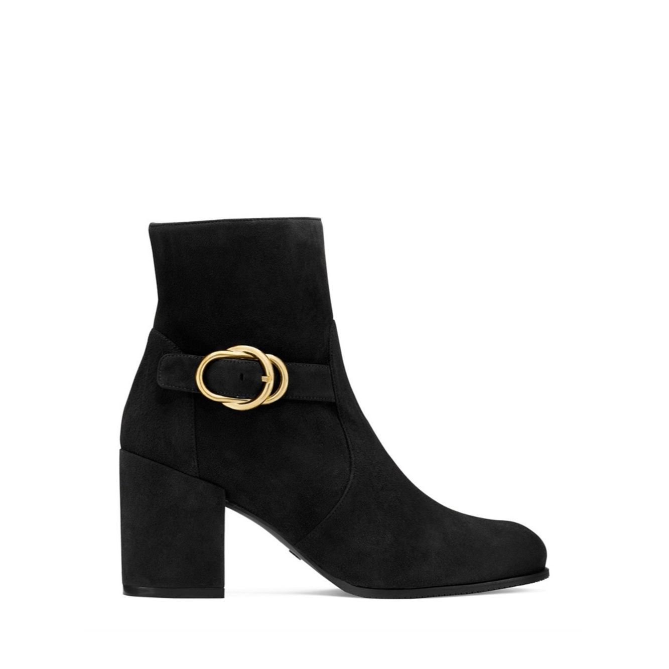 Stuart Weitzman Stuart Weitzman Benedicta Bootie Black Suede Gold Buckle Sz Size US 8 / IT 38 - 1 Thumbnail
