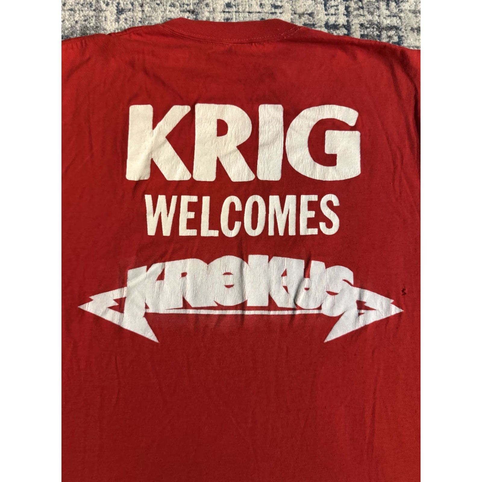 Vintage VINTAGE Krokus Security Concert T Shirt L Men's 80s Red Cotton Double-Sided Logo 1982 Odessa Texas DOCKET? Size US L / EU 52-54 / 3 - 2 Thumbnail