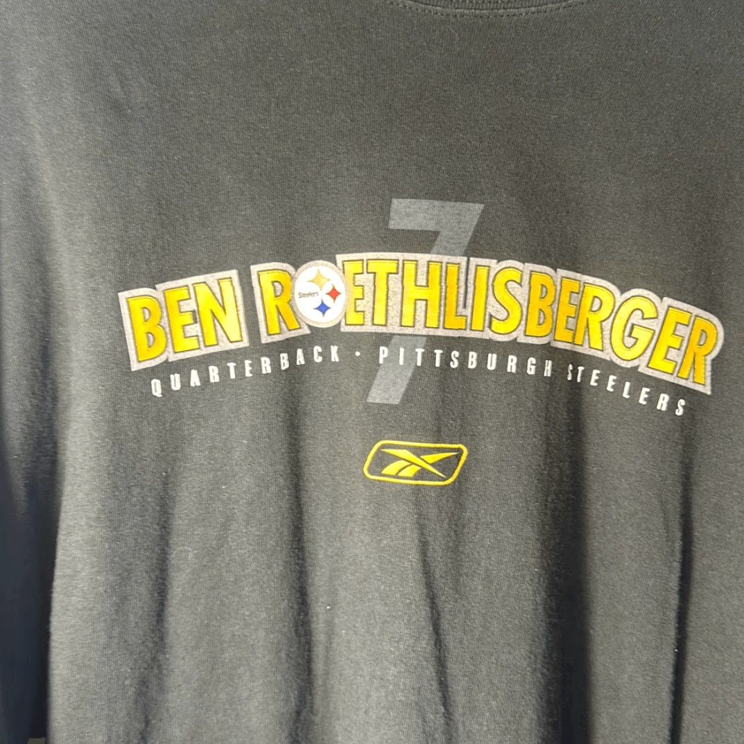 Reebok Reebok Shirt Mens XL Black Multicolor Pittsburgh Steelers NFL Football Quarterback Ben Roethlisberger #7 Size US XL / EU 56 / 4 - 2 Thumbnail
