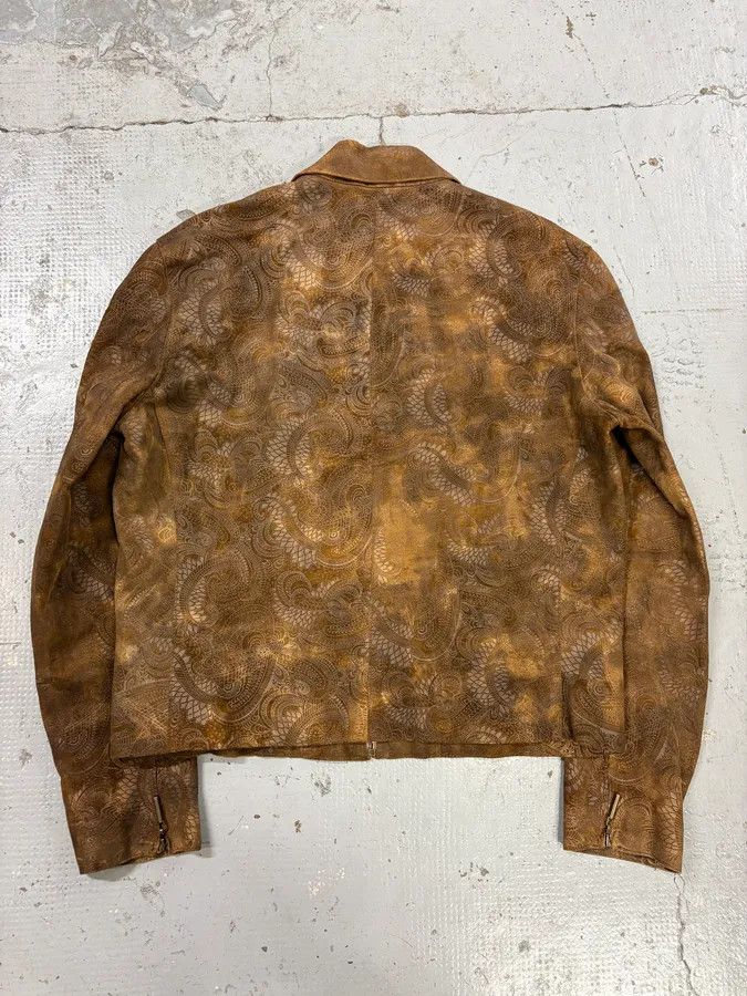 Roberto Cavalli 2000s Roberto Cavalli Brown Asian Dragon Leather Biker Jacket Size US L / EU 52-54 / 3 - 6 Thumbnail