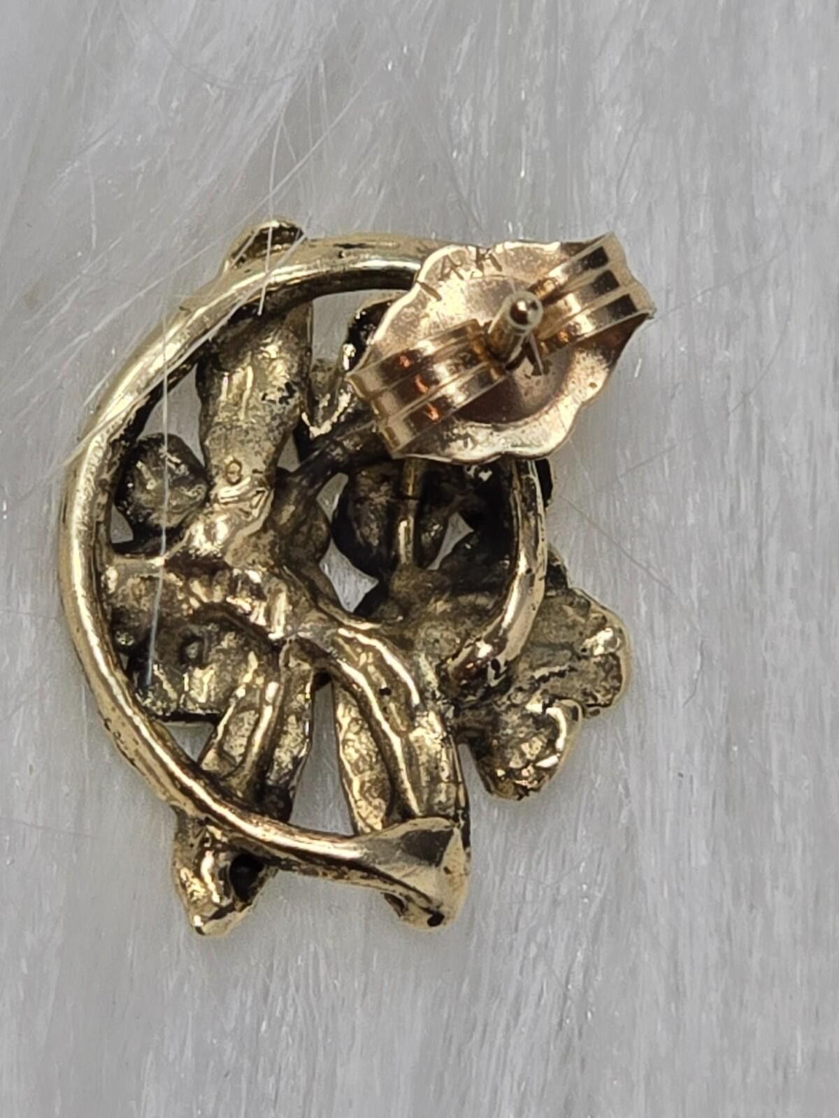 Other 14K Yellow Gold 3D Floral Bouquet Stud Earrings 3.5g Estate Size ONE SIZE - 6 Thumbnail