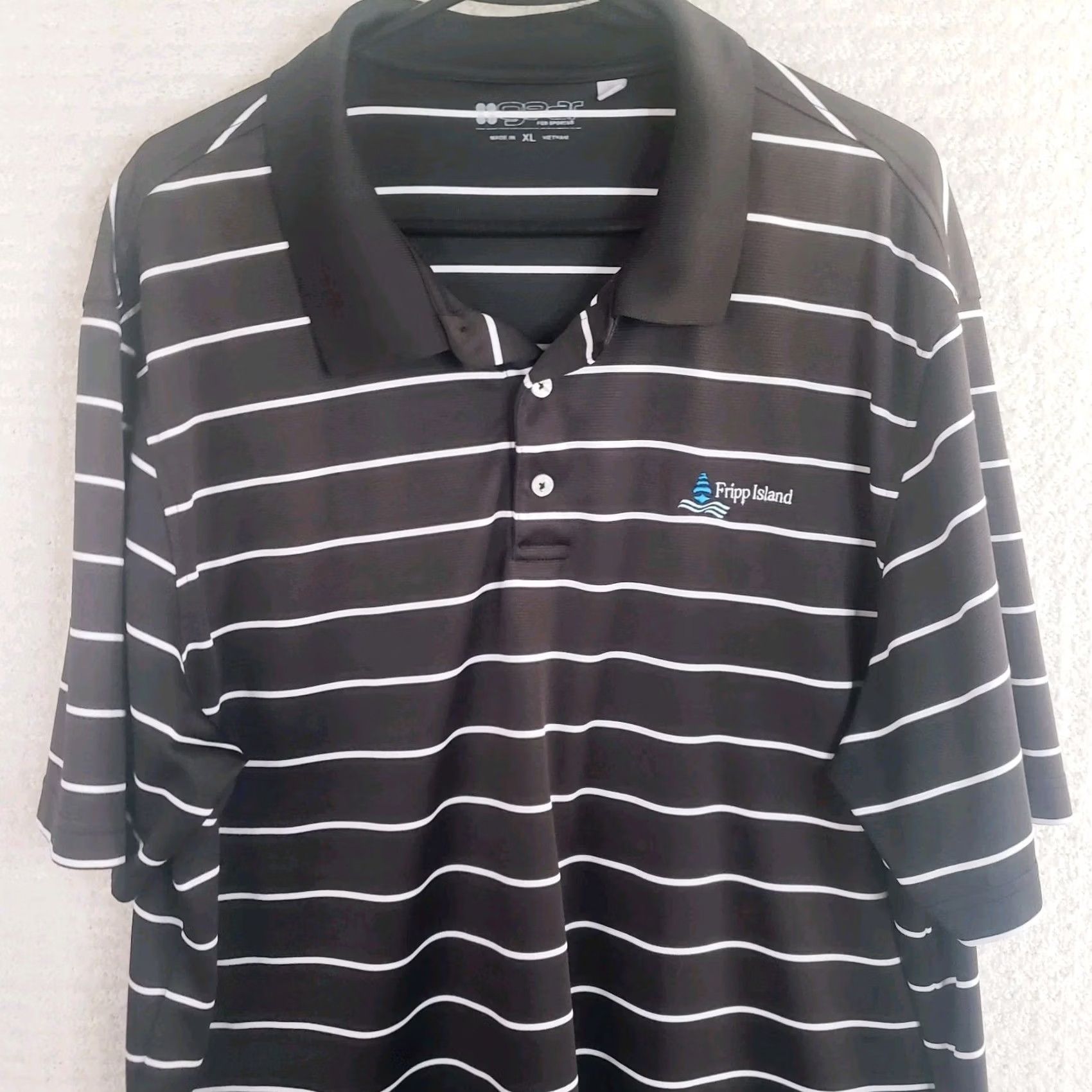 Vintage Gear For Sports Men’s XL Black Striped Short Sleeve Polo Shirt Fripp Island Logo Polo Shirt Men XL Black Fripp Island Logo Size US XL / EU 56 / 4 - 3 Thumbnail