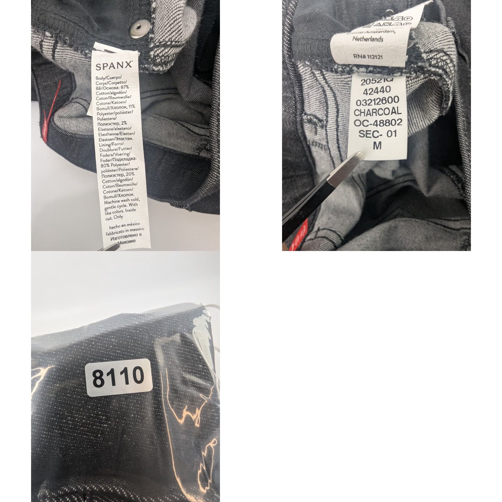 Spanx SPANX Jeans Women's Medium Charcoal Wide-Leg Pull-On High Rise Stretch 20521Q Denim Black Size 32" / US 10 / IT 46 - 9 Thumbnail