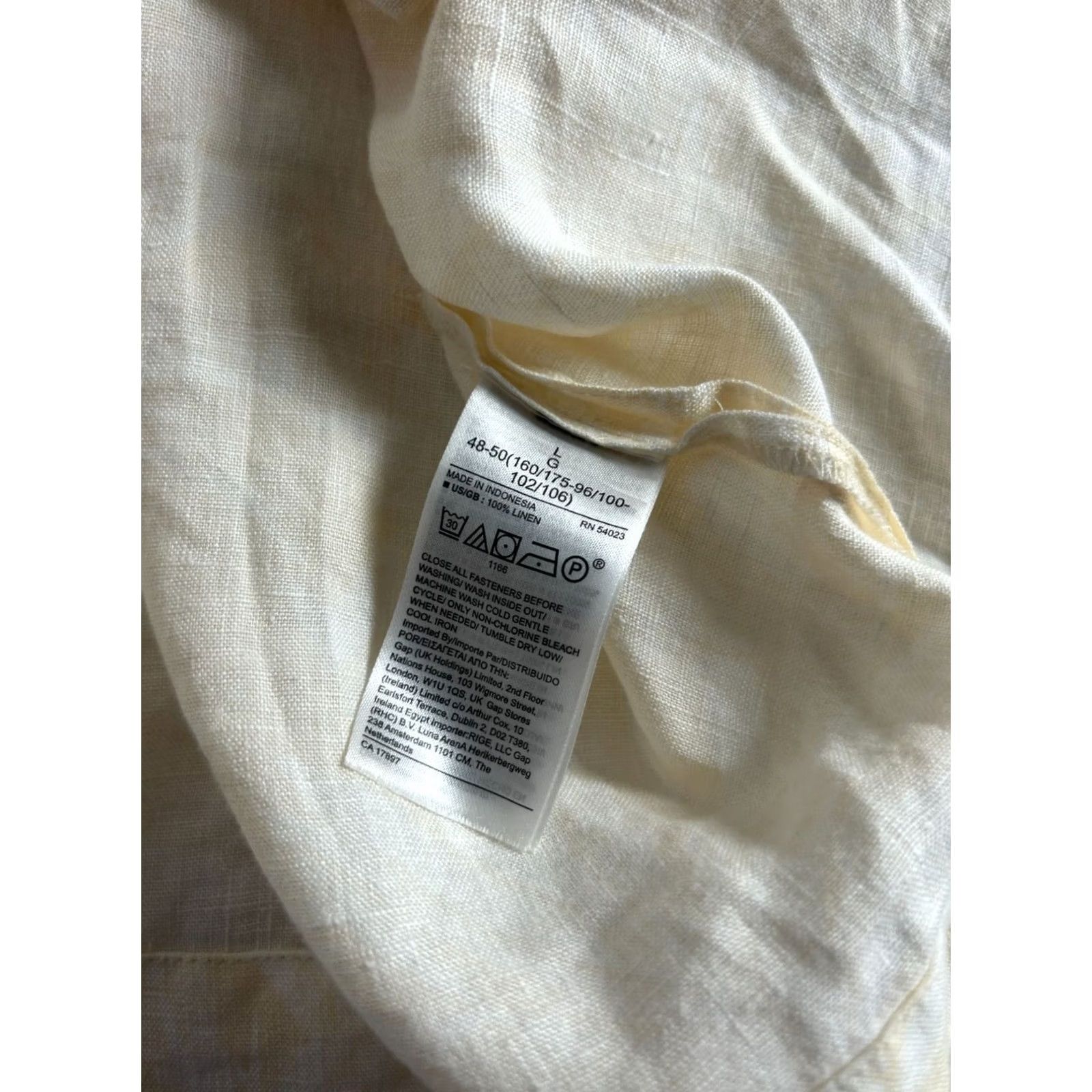 Banana Republic Banana Republic Womens Large Beige Linen Button-Up Shirt Subtle Leaf Print Casual Size L / US 10 / IT 46 - 5 Thumbnail