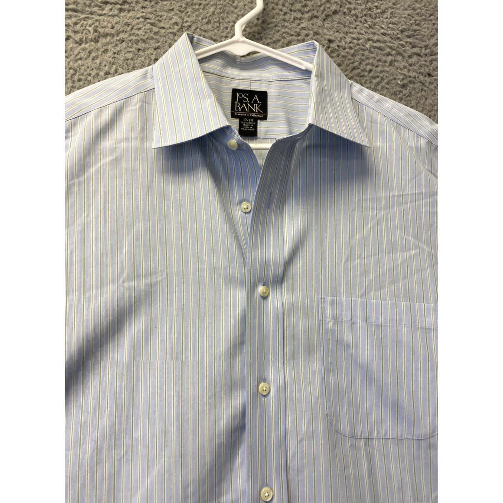 Jos. A. Bank JOS. A. BANK Blue Striped Dress Shirt 17 Regular Long Sleeve Button Down Cotton Classic Mens Size US XL / EU 56 / 4 - 3 Thumbnail