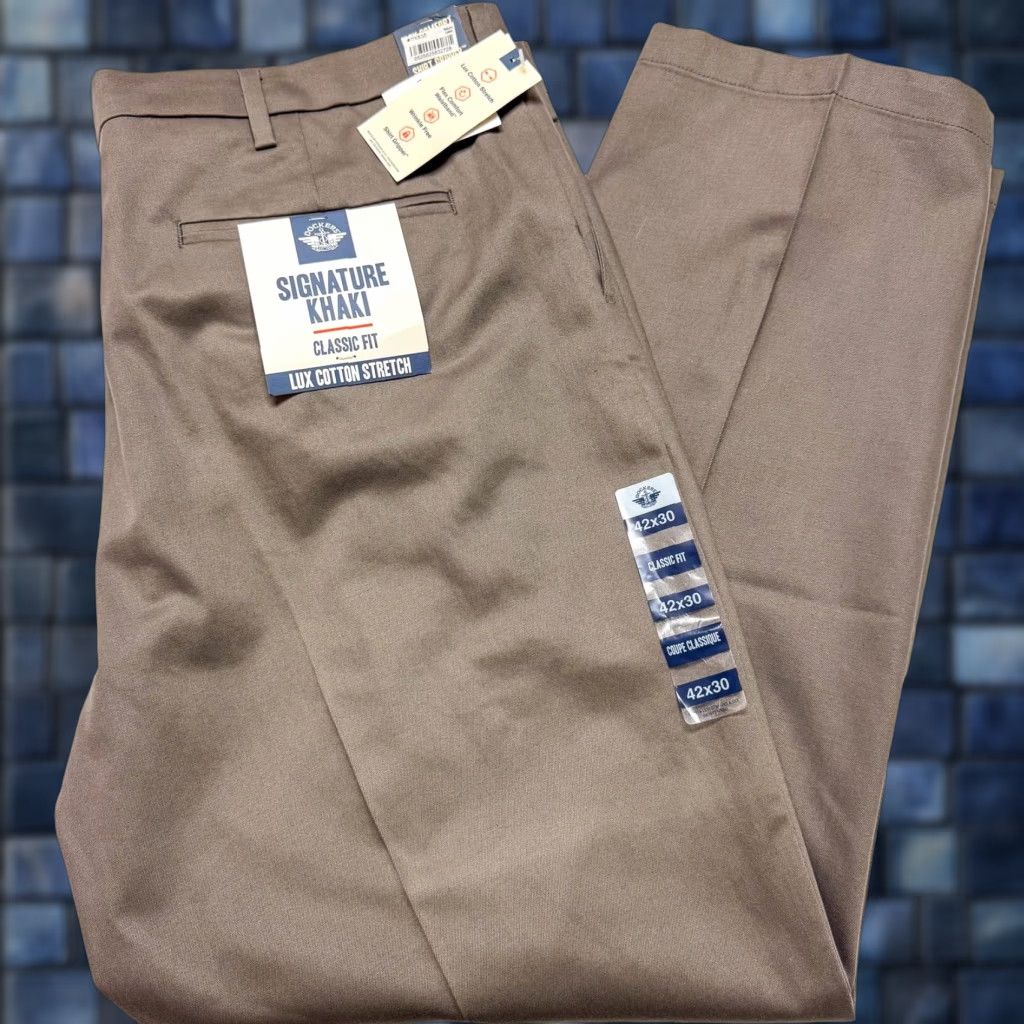 VINTAGE Dockers Signature Khaki Pants Mens Big Tall 42x30 Brown