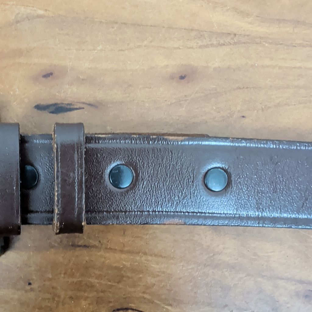 Vintage Vintage Heavy Cast US Buckle with Brown Leather Belt 36 Size 36 - 2 Thumbnail