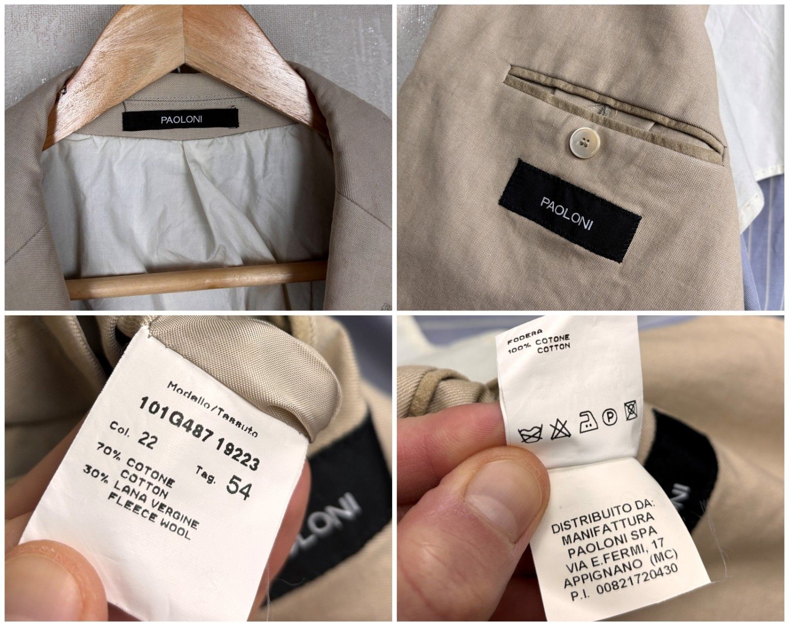 Paoloni Paoloni Cotton Wool Two Button Sport Coat Blazer Size 54 Size US L / EU 52-54 / 3 - 11 Thumbnail