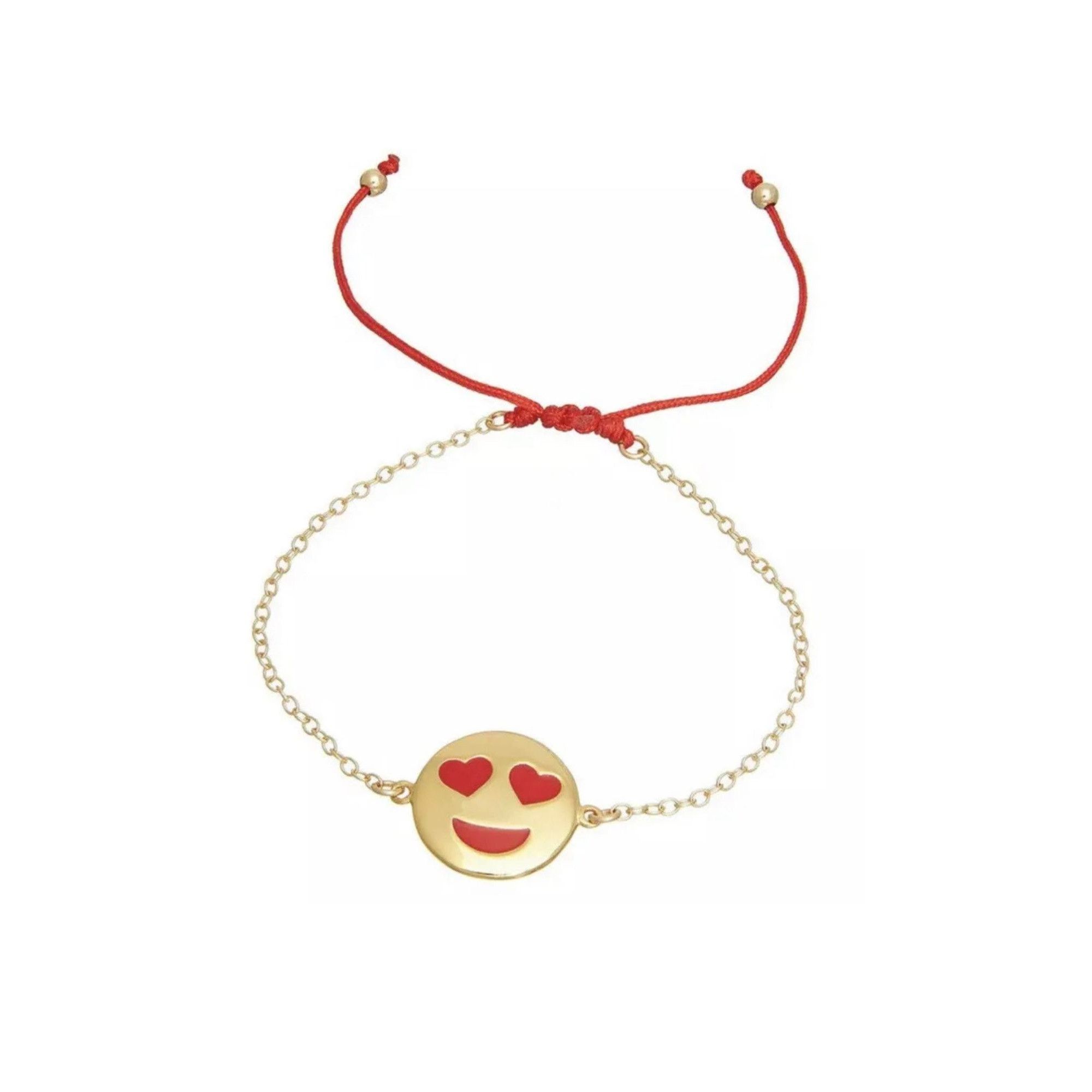 Other New Emoji Heart Eyes Sterling Silver 14K Gold Enamel Bracele Size ONE SIZE - 2 Thumbnail