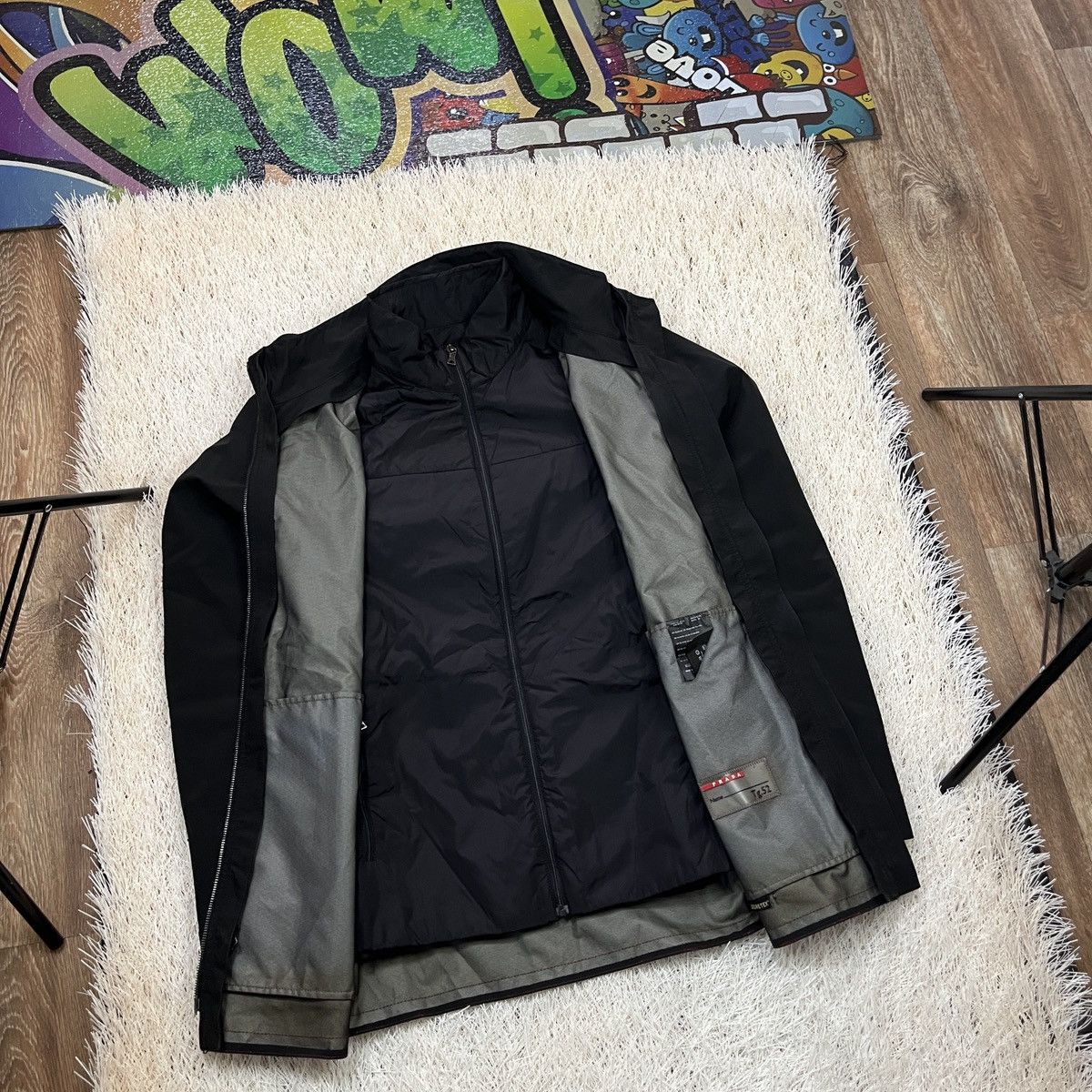 Prada Vintage Prada Black Nylon Bomber Jacket Sport Gore-Tex Size US L / EU 52-54 / 3 - 3 Thumbnail