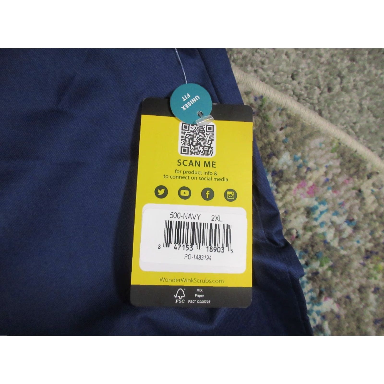 Vintage WonderWink Scrub Pants Unisex 2XL Navy Blue 32 Inseam Cotton Blend NEW NWT Classic Hard-wearing Medical Uniform Size US 39 - 6 Thumbnail