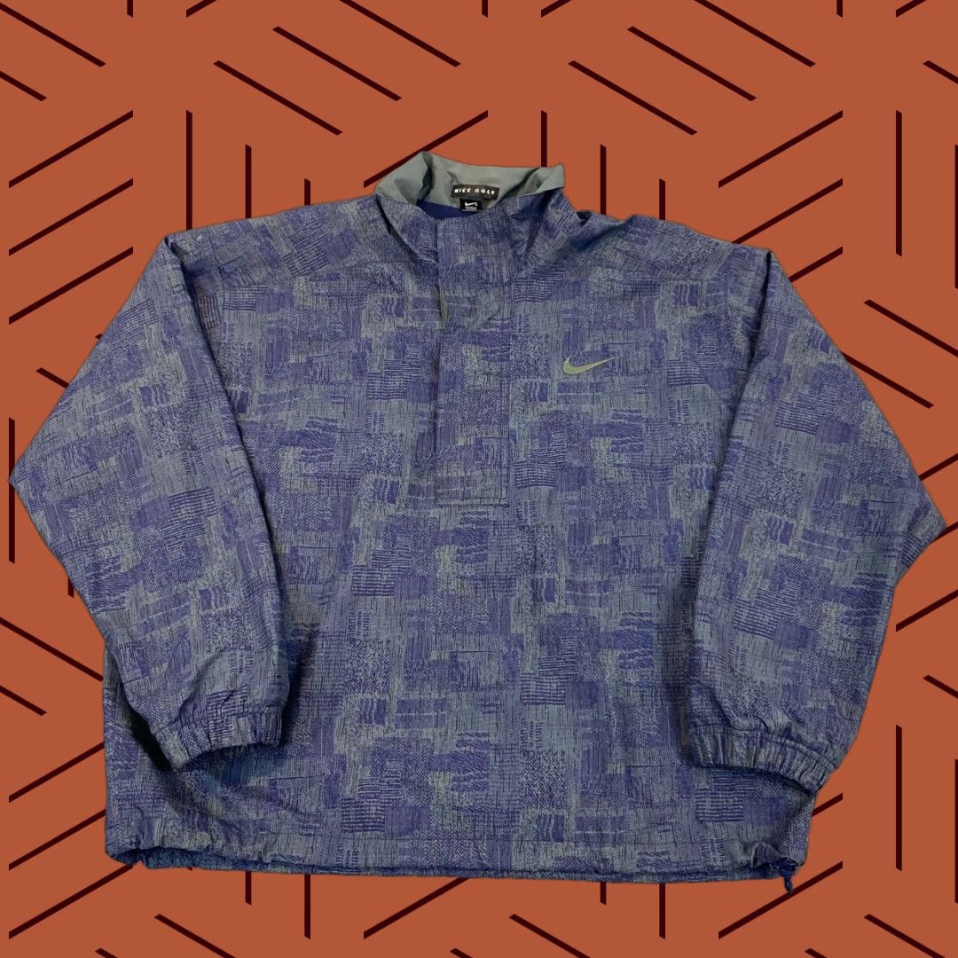 Nike VINTAGE Nike Storm-FIT Jacket Men L Gray Blue 1/2 Zip Snap Pullover Long Sleeve Golf Exterior Logo Pockets Geometric Size US L / EU 52-54 / 3 - 1 Thumbnail