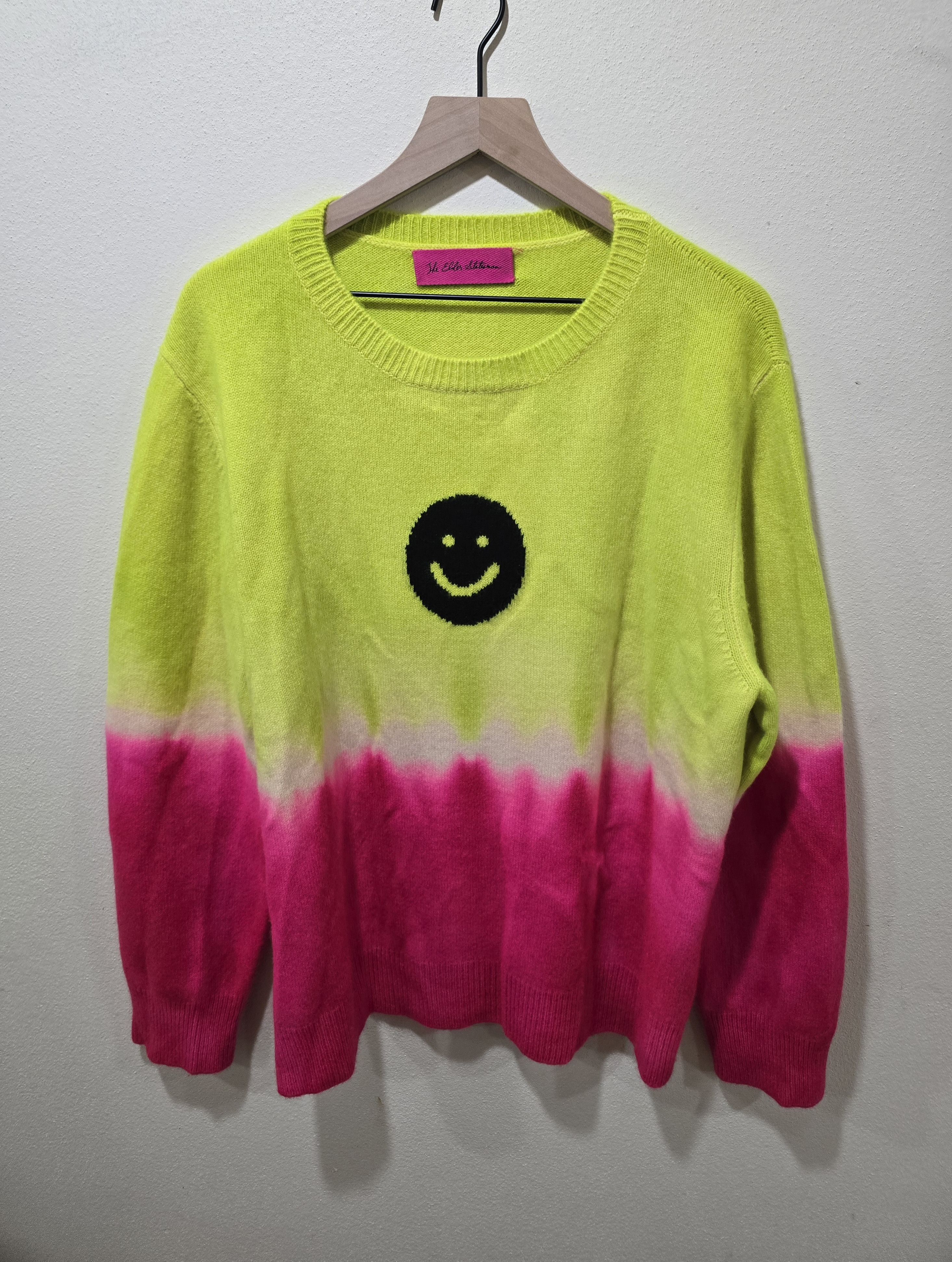 The Elder Statesman Elder Statesman Smiley Face Tie-Dye 100% Cashmere Sweater Size US L / EU 52-54 / 3 - 1 Thumbnail
