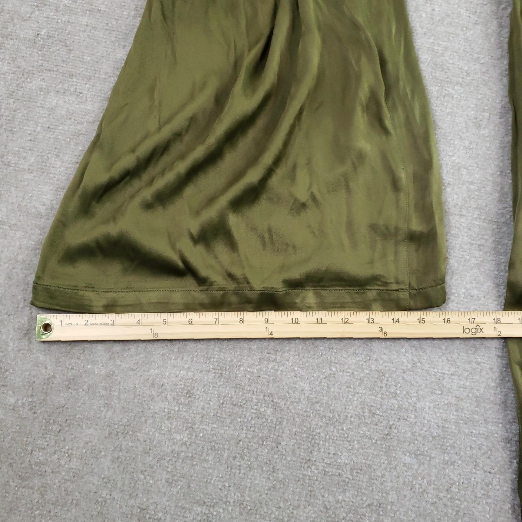 Vintage Pilcro Jumpsuit Small Tall Olive Green Smocked Wide Leg Anthropologie Womens Size 28" / US 6 / IT 42 - 4 Thumbnail