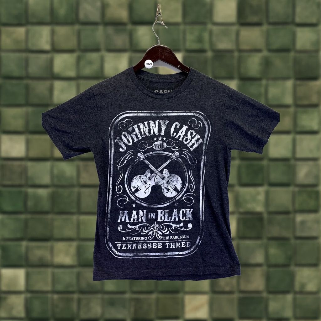 ASH VINTAGE CASH Man In Black Womens Gray Distressed Graphic T Shirt S Womens Black Short Sleeve Music Shirt Size S / US 4 / IT 40 - 1 Thumbnail