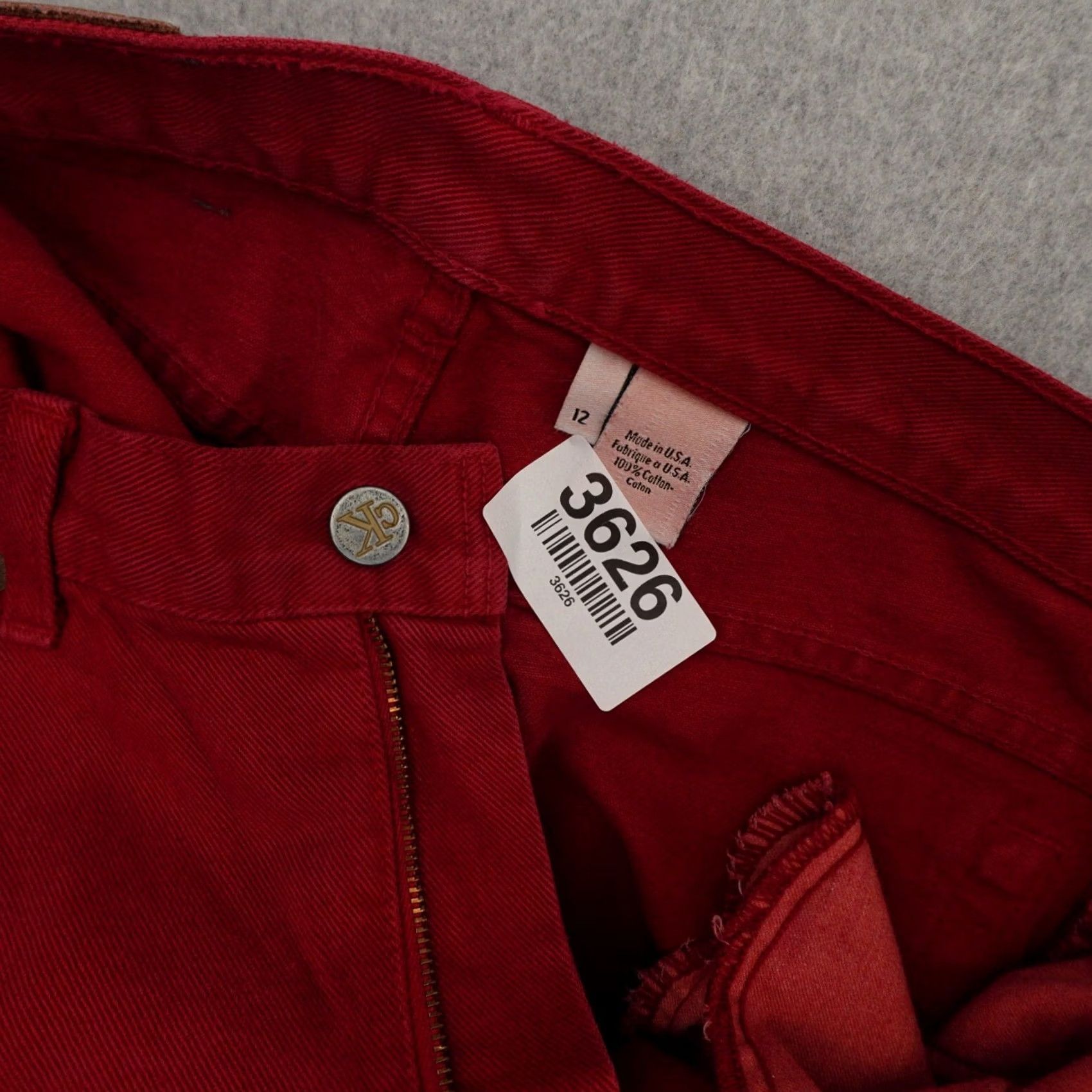 Calvin Klein VINTAGE Calvin Klein Womens Jeans 12 (12X28) Red Denim High Rise Zipper Fly Straight Jeans Womens Size 12 Red Denim Zipper Size 34" / US 12 / IT 48 - 6 Thumbnail