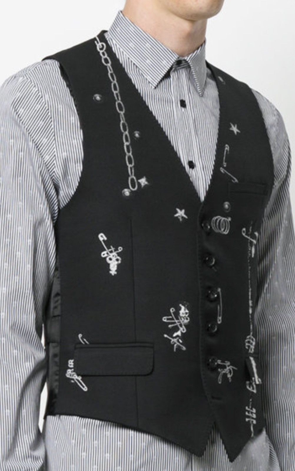 Other safety pins chains print suit vest size46 Size US S / EU 44-46 / 1 - 1 Thumbnail