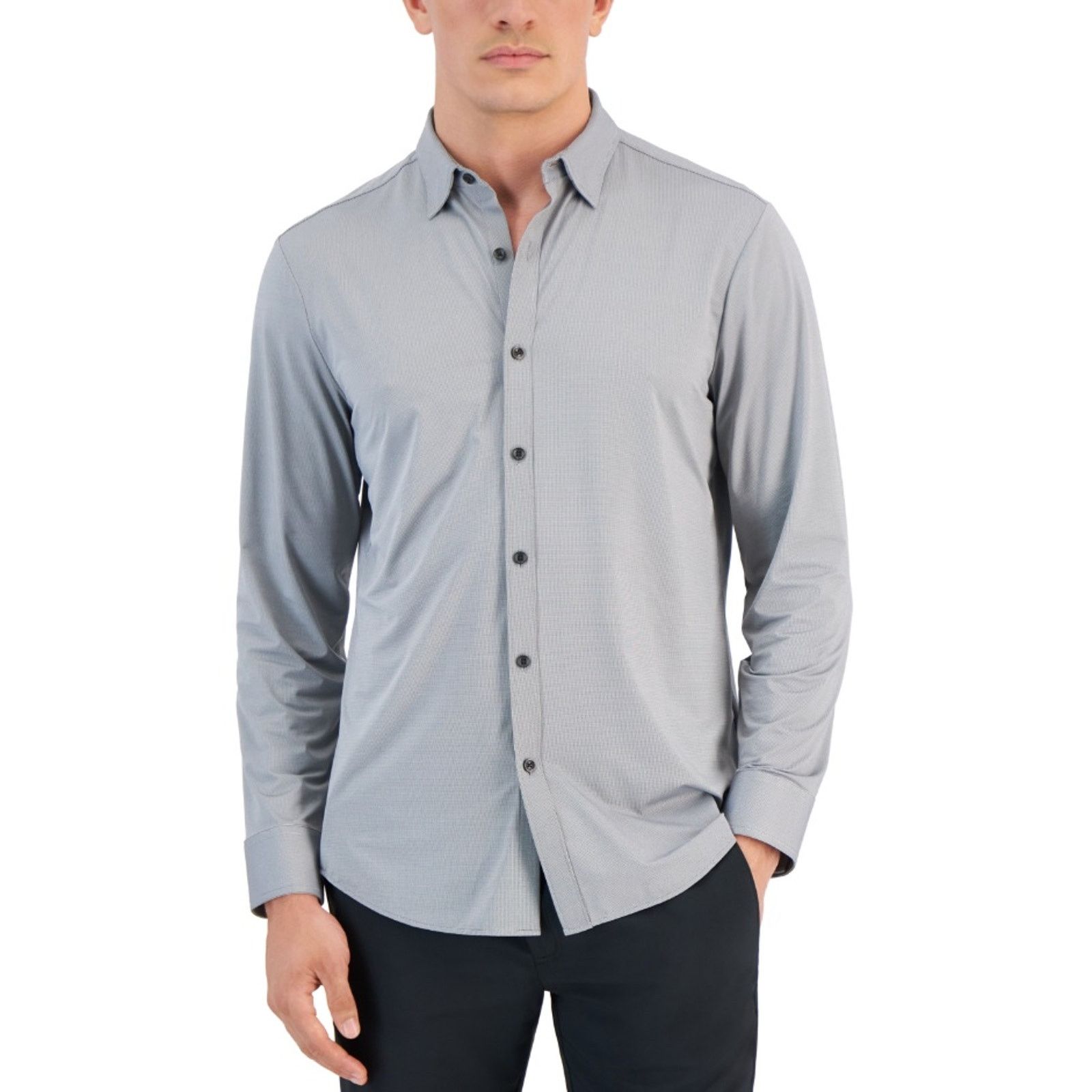 Alfani Alfani Men's Grey Jersey Long Sleeve Casual Shirt Size XXL Size US XXL / EU 58 / 5 - 1 Thumbnail