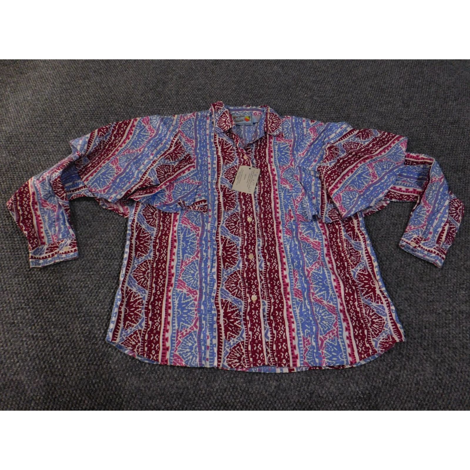 Vintage VINTAGE Gordon and James Shirt Mens Medium Red Blue Abstract Print Cotton 90s Size US M / EU 48-50 / 2 - 2 Thumbnail