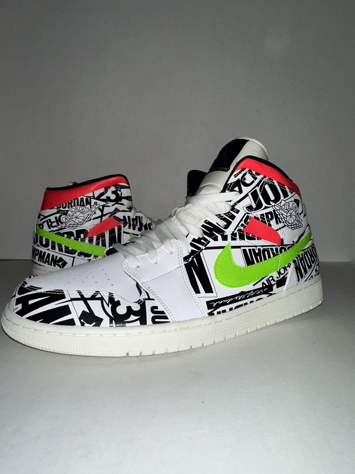 Jordan Brand DS Jordan 1 Mid “All Over Logos” Size US 15 / EU 48 - 1 Thumbnail